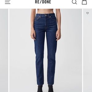 Redone denim dark wash mom jeans